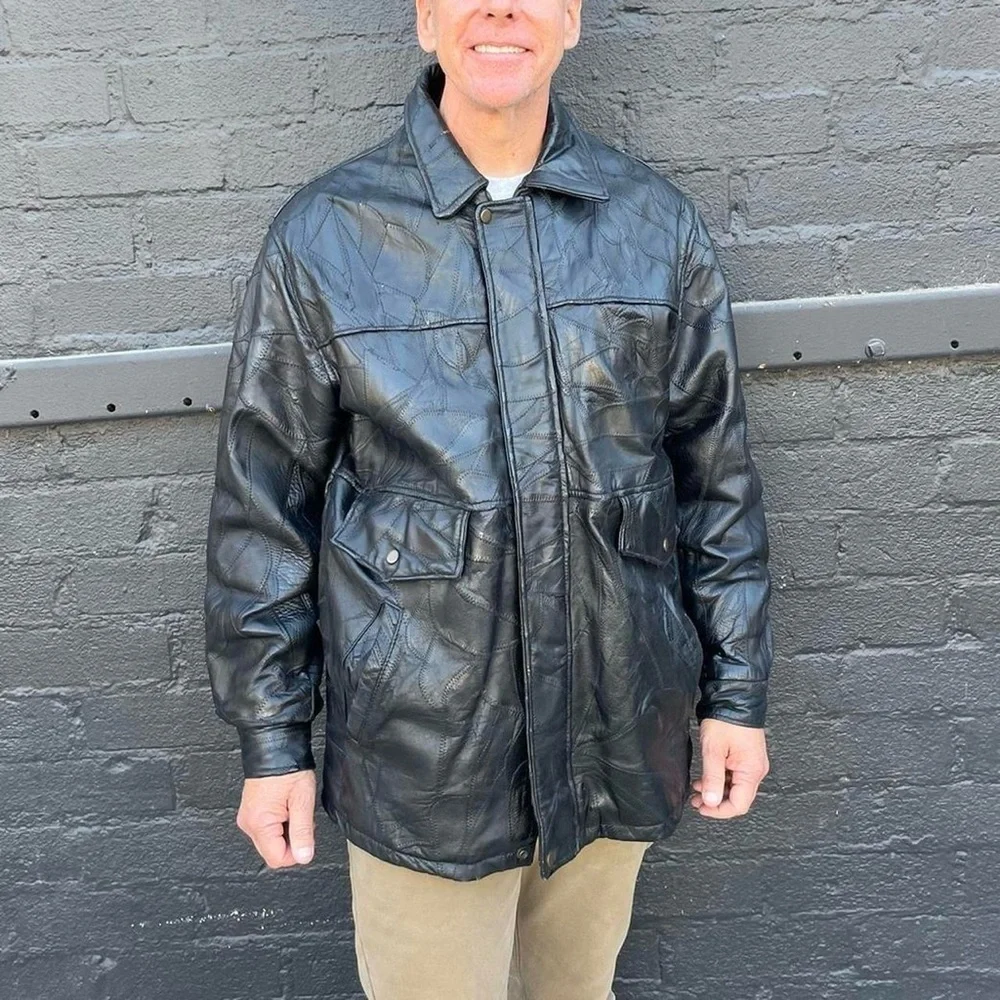 Vintage maxam genuine black leather jacket size XL men’s